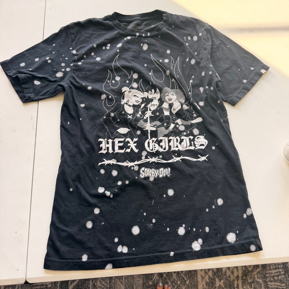 Scooby-Doo Women Hex Girls‎ Bleach Splatter T-Shirt Small Black Goth Tee Retro
